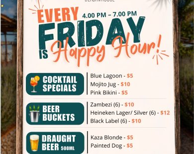 Friday Happy Hour 4:00 PM – 7:00 PM